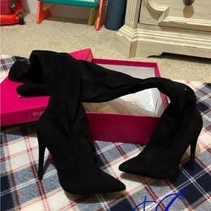 Black thigh high boots